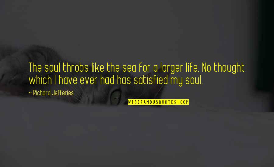 Life Is Like A Sea Quotes By Richard Jefferies: The soul throbs like the sea for a