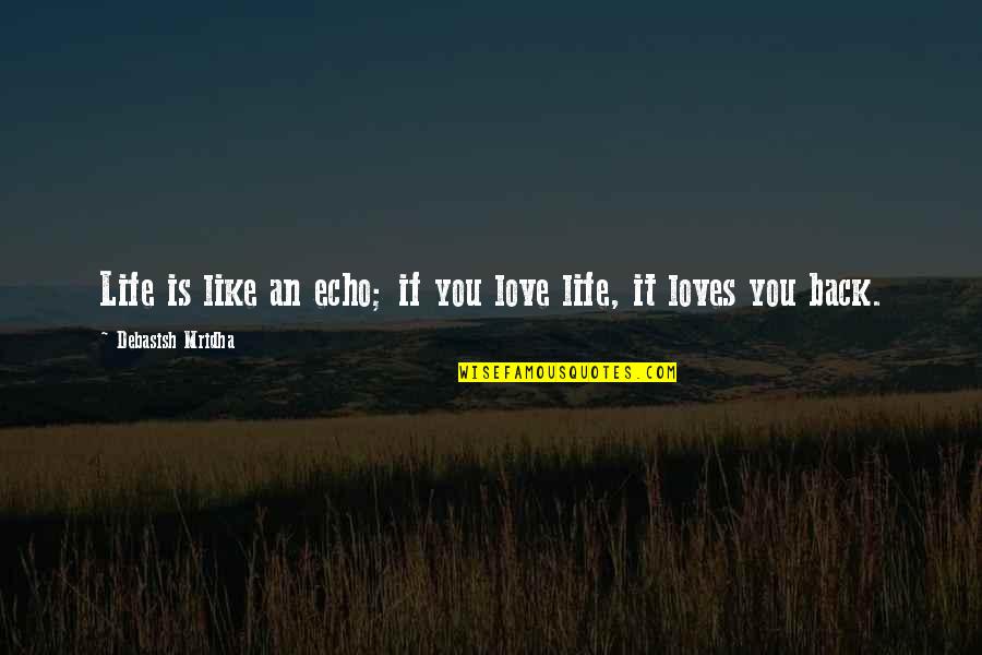 Life Is Like An Echo Quotes By Debasish Mridha: Life is like an echo; if you love Life Is Like An Echo Quotes By Debasish Mridha: Life is like an echo; if you love