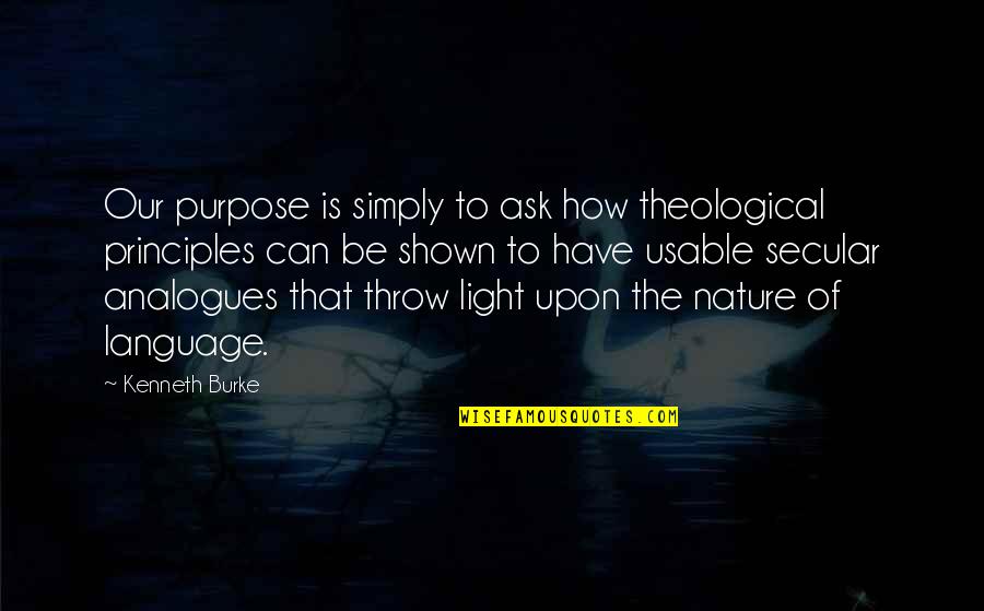 Life Is Like Train Tracks Quotes By Kenneth Burke: Our purpose is simply to ask how theological