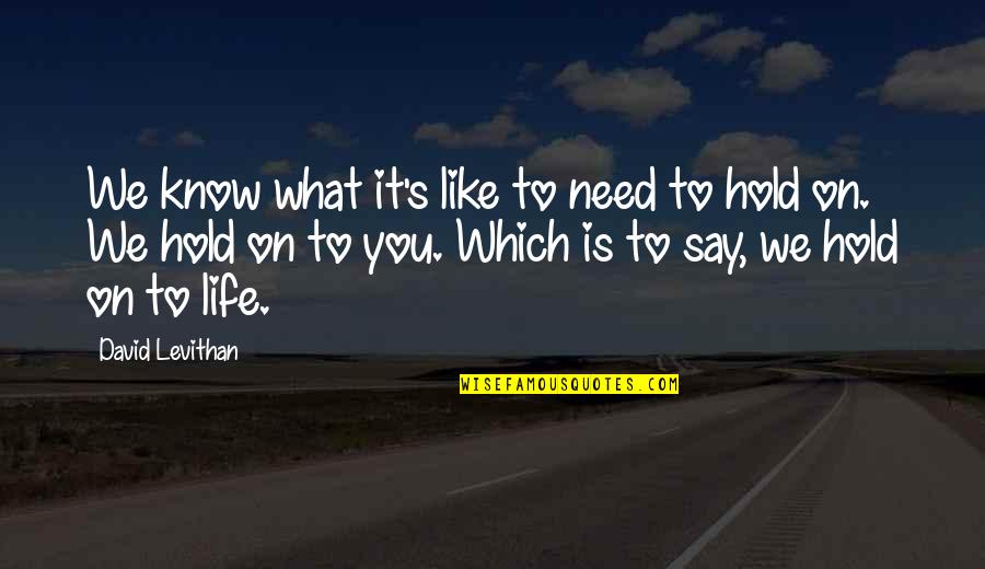 Life Is Like What Quotes By David Levithan: We know what it's like to need to