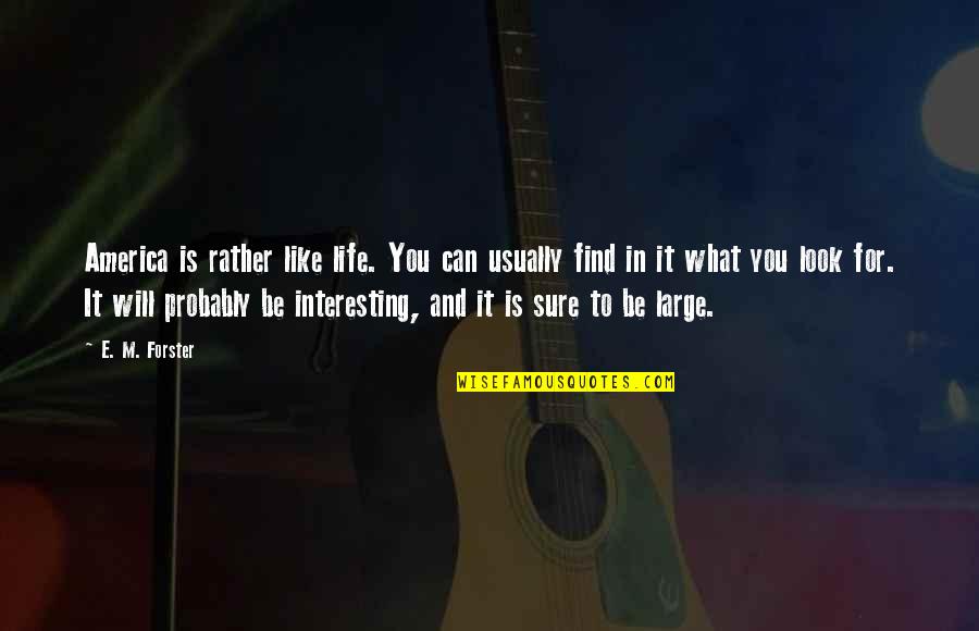 Life Is Like What Quotes By E. M. Forster: America is rather like life. You can usually