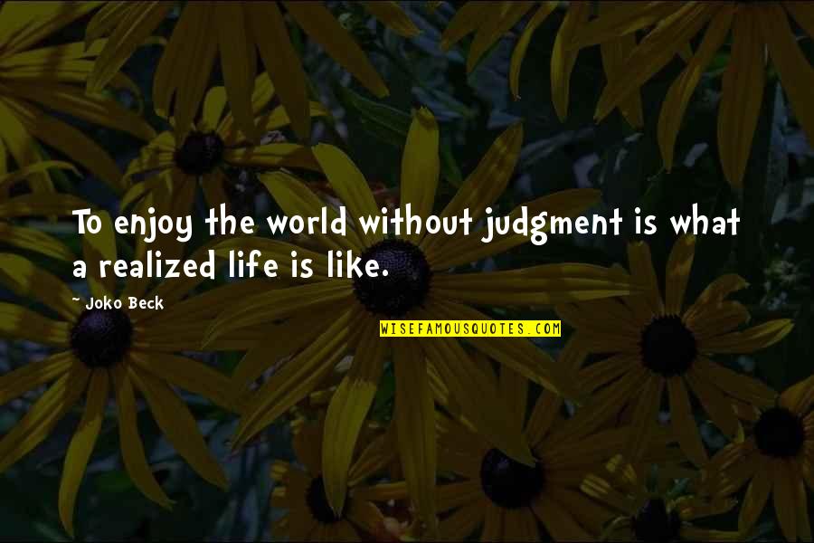 Life Is Like What Quotes By Joko Beck: To enjoy the world without judgment is what