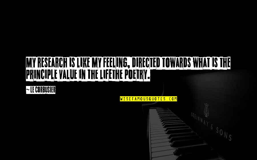 Life Is Like What Quotes By Le Corbusier: My research is like my feeling, directed towards