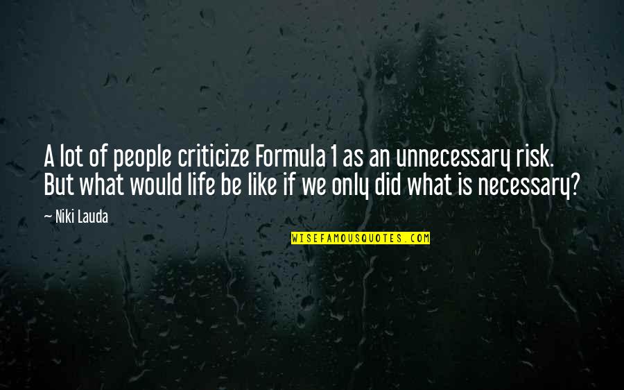 Life Is Like What Quotes By Niki Lauda: A lot of people criticize Formula 1 as