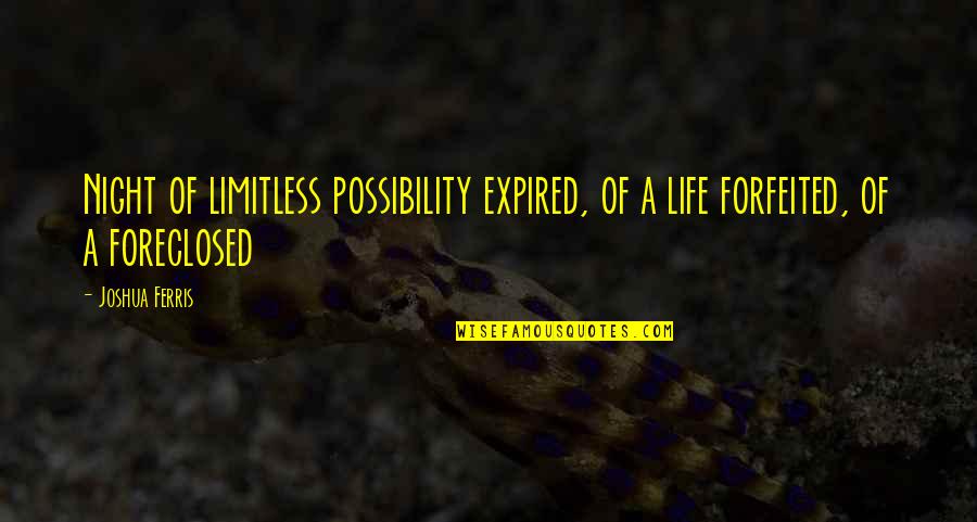 Life Is Limitless Quotes By Joshua Ferris: Night of limitless possibility expired, of a life