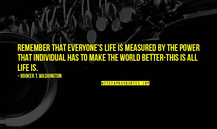 Life Is Measured Quotes By Booker T. Washington: Remember that everyone's life is measured by the Life Is Measured Quotes By Booker T. Washington: Remember that everyone's life is measured by the