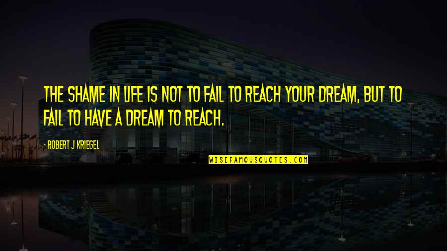 Life Is Not A Dream Quotes By Robert J Kriegel: The shame in life is not to fail Life Is Not A Dream Quotes By Robert J Kriegel: The shame in life is not to fail