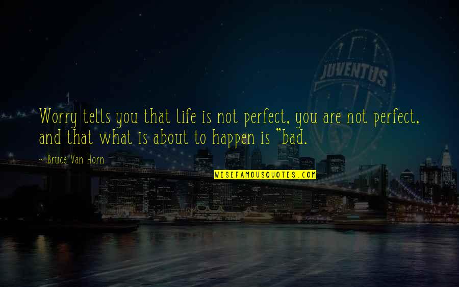 Life Is Not Bad Quotes By Bruce Van Horn: Worry tells you that life is not perfect,