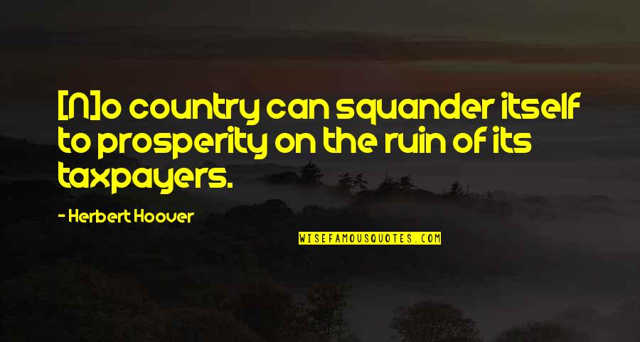 Life Is Not Fairytale Quotes By Herbert Hoover: [N]o country can squander itself to prosperity on
