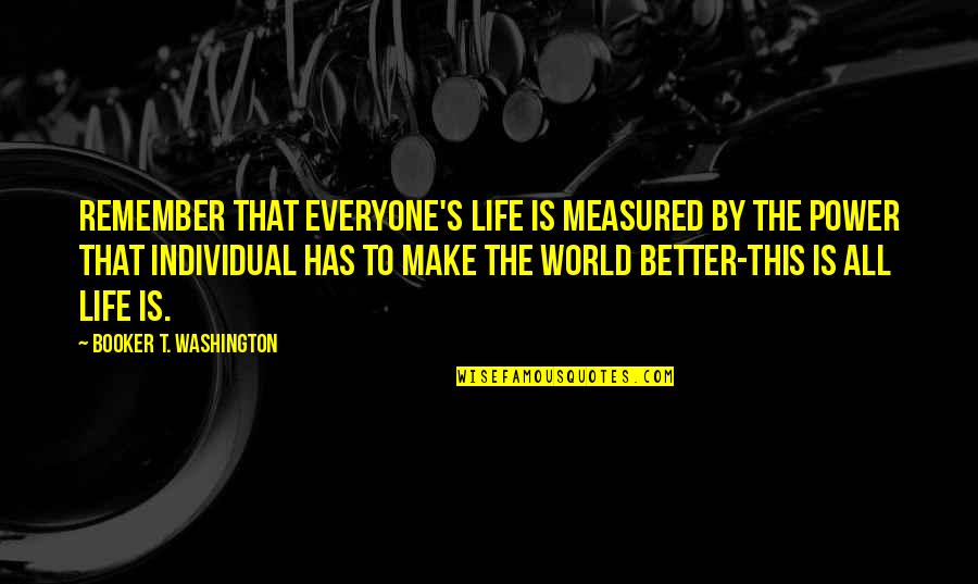 Life Is Not Measured Quotes By Booker T. Washington: Remember that everyone's life is measured by the