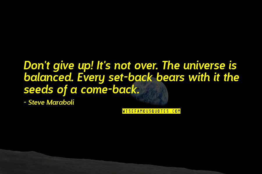 Life Is Not Over Quotes By Steve Maraboli: Don't give up! It's not over. The universe