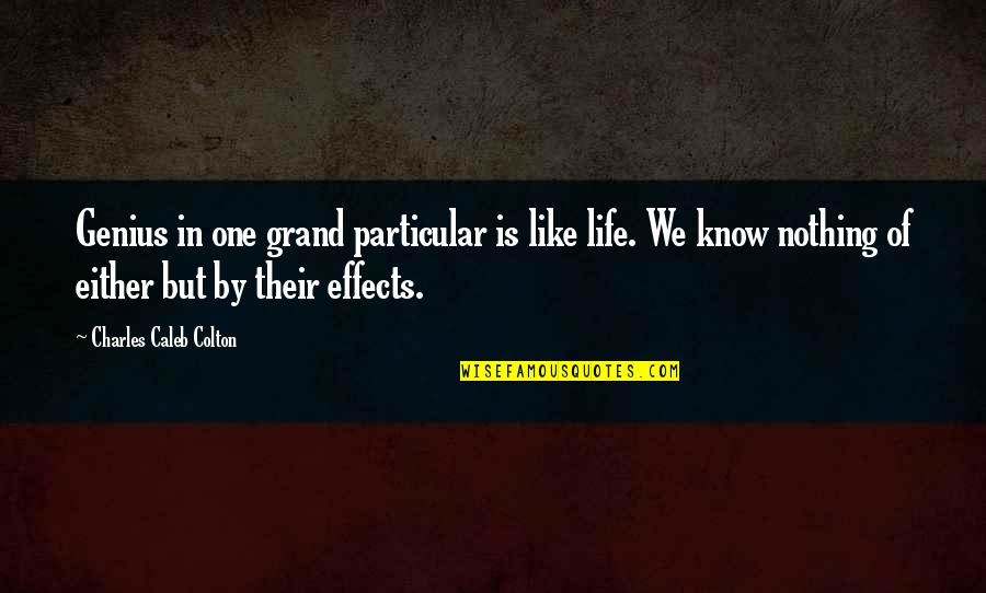 Life Is Nothing But Quotes By Charles Caleb Colton: Genius in one grand particular is like life.