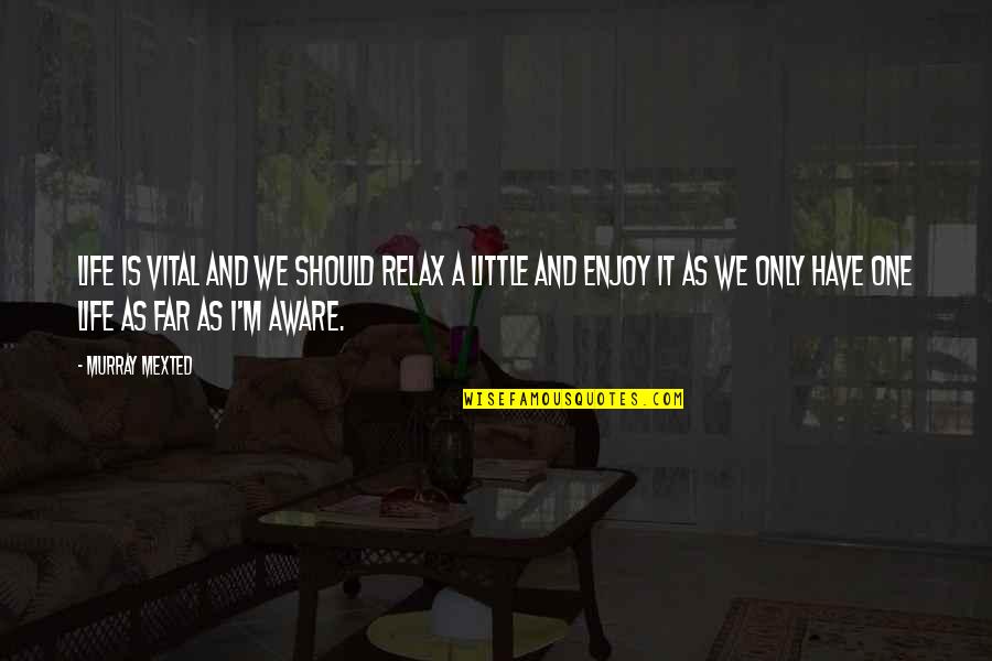 Life Is One Enjoy Quotes By Murray Mexted: Life is vital and we should relax a Life Is One Enjoy Quotes By Murray Mexted: Life is vital and we should relax a