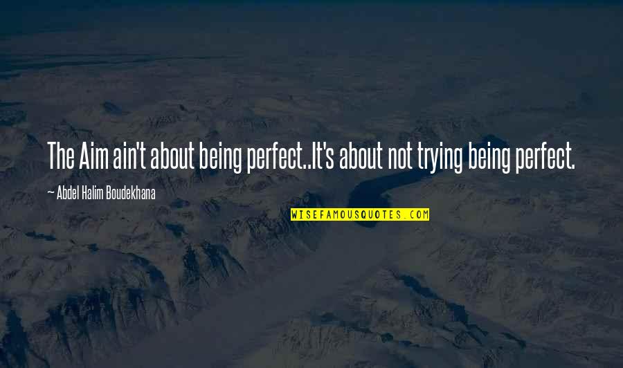 Life Is Perfect With You Quotes By Abdel Halim Boudekhana: The Aim ain't about being perfect..It's about not Life Is Perfect With You Quotes By Abdel Halim Boudekhana: The Aim ain't about being perfect..It's about not