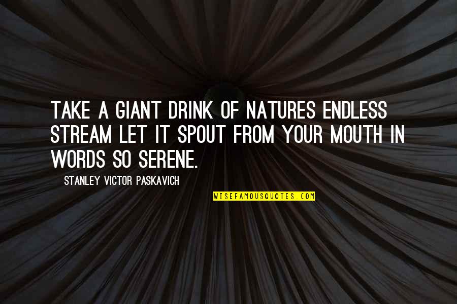 Life Is Serene Quotes By Stanley Victor Paskavich: Take a giant drink of natures endless stream Life Is Serene Quotes By Stanley Victor Paskavich: Take a giant drink of natures endless stream