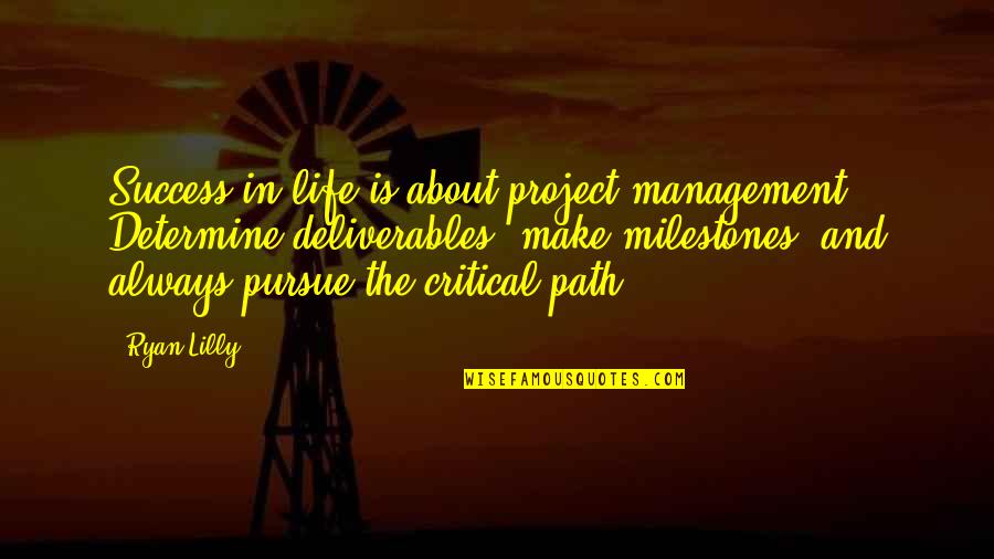 Life Is So Critical Quotes By Ryan Lilly: Success in life is about project management. Determine Life Is So Critical Quotes By Ryan Lilly: Success in life is about project management. Determine