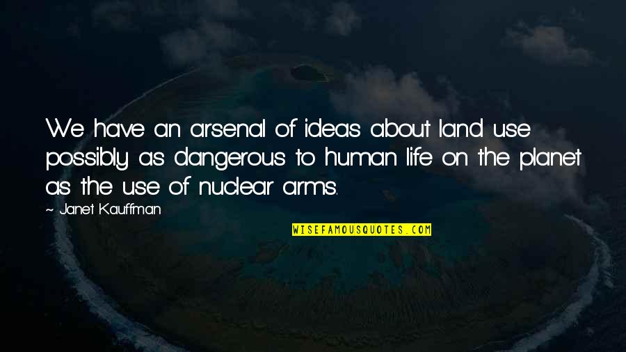 Life Is So Dangerous Quotes By Janet Kauffman: We have an arsenal of ideas about land