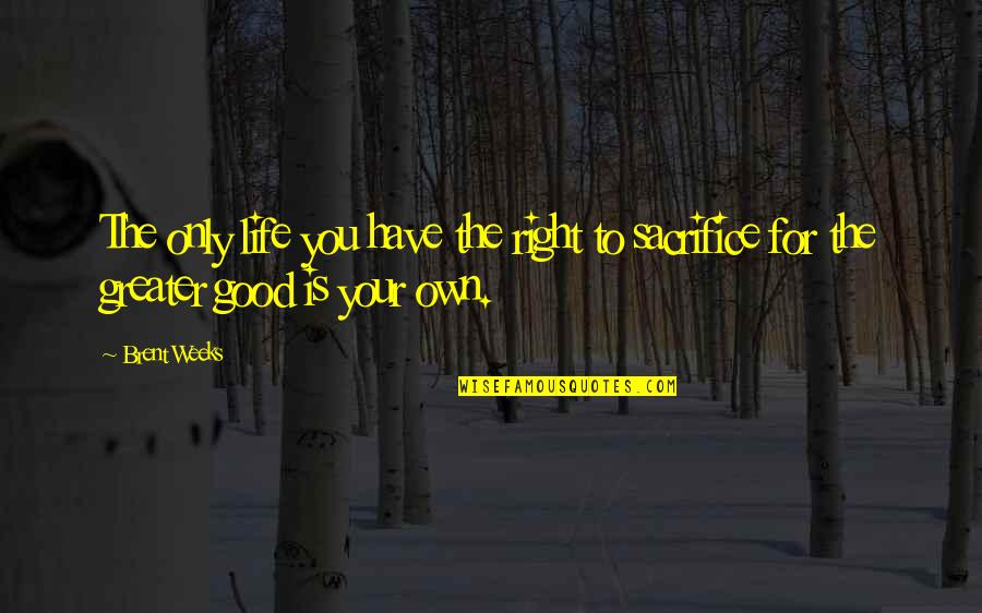 Life Is So Good Right Now Quotes By Brent Weeks: The only life you have the right to