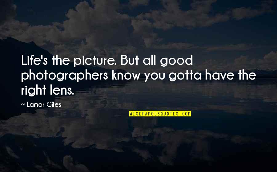 Life Is So Good Right Now Quotes By Lamar Giles: Life's the picture. But all good photographers know