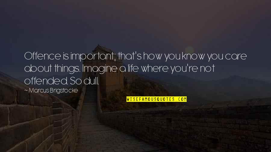 Life Is So Important Quotes By Marcus Brigstocke: Offence is important; that's how you know you