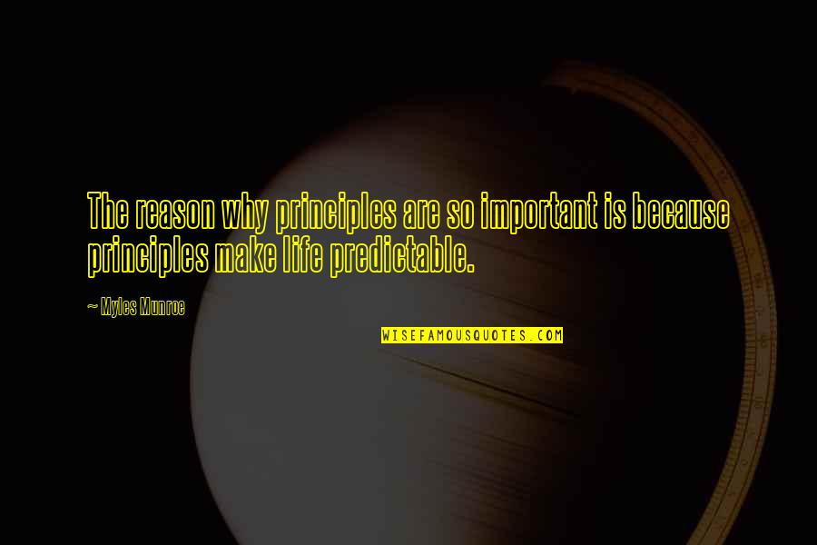 Life Is So Important Quotes By Myles Munroe: The reason why principles are so important is