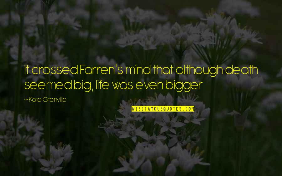 Life Is So Much Bigger Quotes By Kate Grenville: it crossed Farren's mind that although death seemed