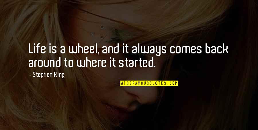 Life Is Started Quotes By Stephen King: Life is a wheel, and it always comes