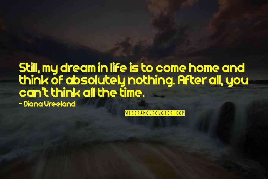 Life Is Still Quotes By Diana Vreeland: Still, my dream in life is to come
