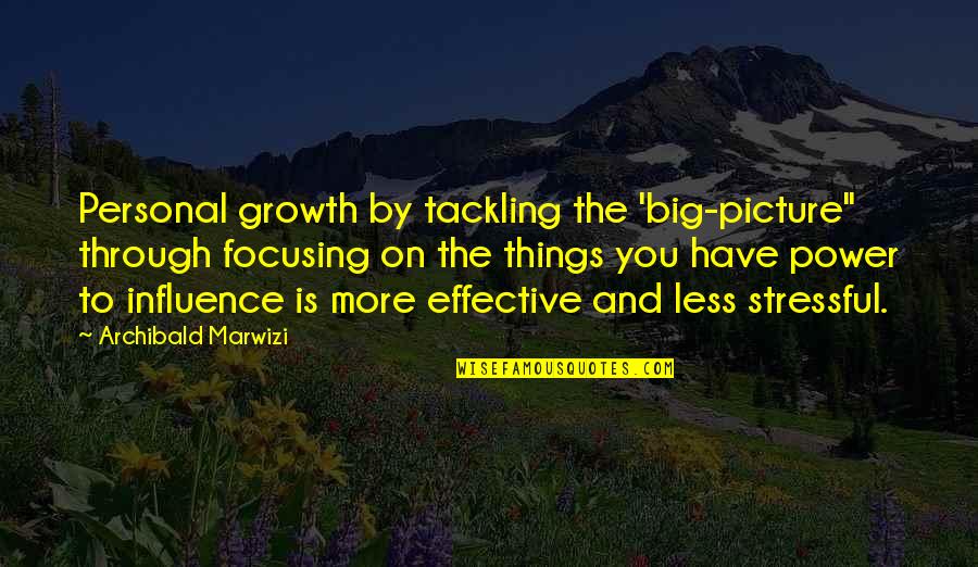 Life Is Stressful Quotes By Archibald Marwizi: Personal growth by tackling the 'big-picture" through focusing