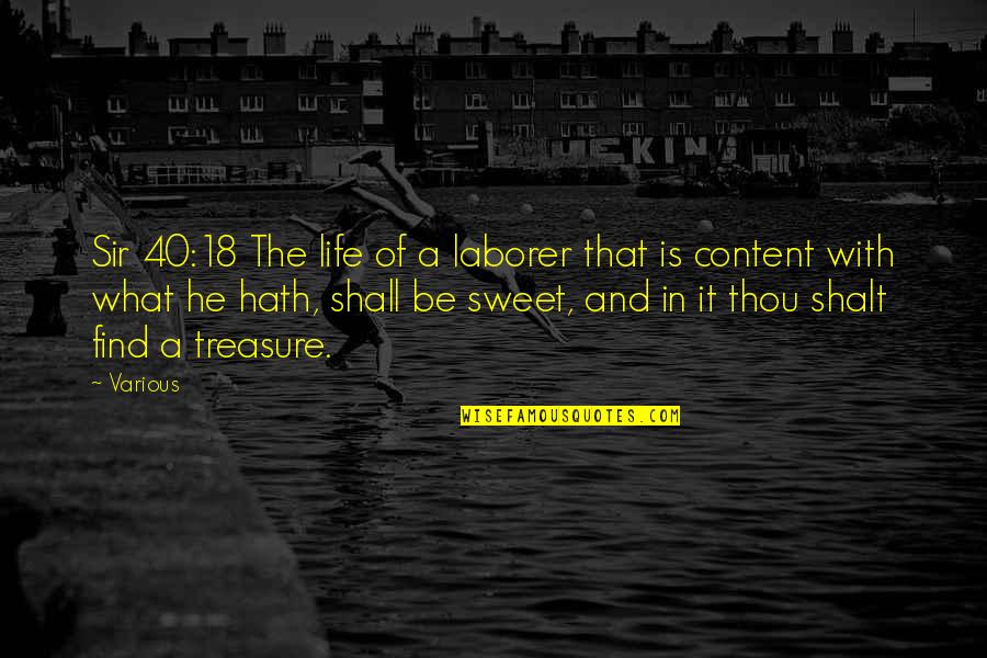Life Is Sweet Quotes By Various: Sir 40:18 The life of a laborer that