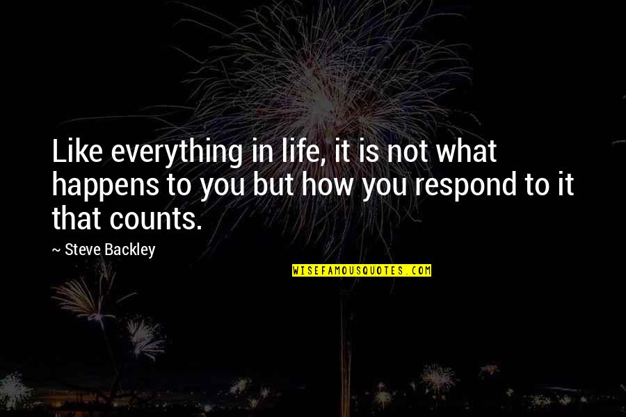 Life Is What Happens To You Quotes By Steve Backley: Like everything in life, it is not what
