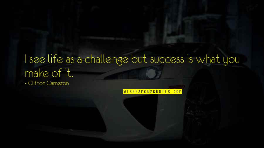 Life Is What Quotes By Clifton Cameron: I see life as a challenge but success