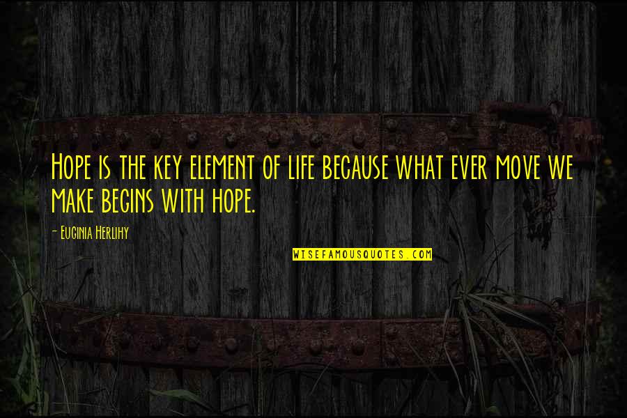 Life Is What We Make Quotes By Euginia Herlihy: Hope is the key element of life because