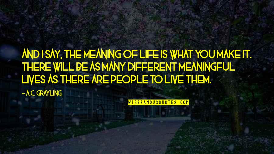 Life Is What You Make It Quotes By A.C. Grayling: And I say, the meaning of life is