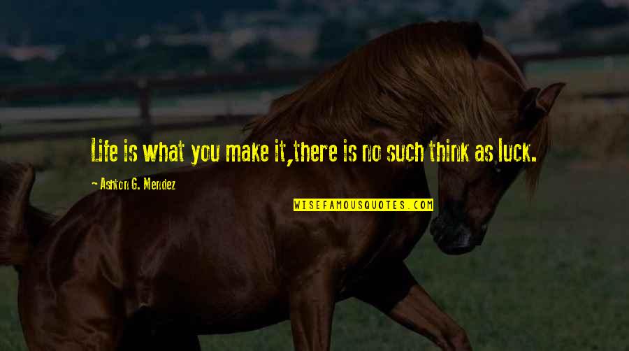 Life Is What You Make It Quotes By Ashton G. Mendez: Life is what you make it,there is no