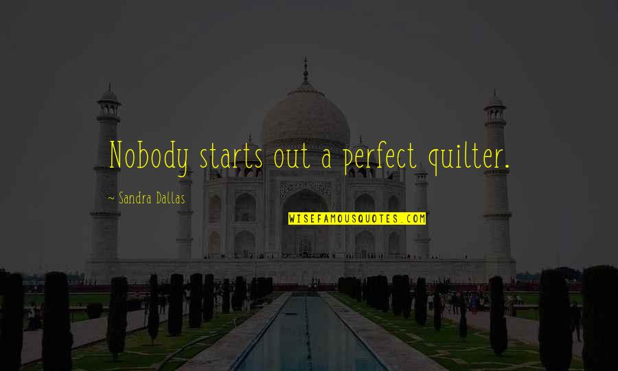 Life Is Worth The Fight Quotes By Sandra Dallas: Nobody starts out a perfect quilter.