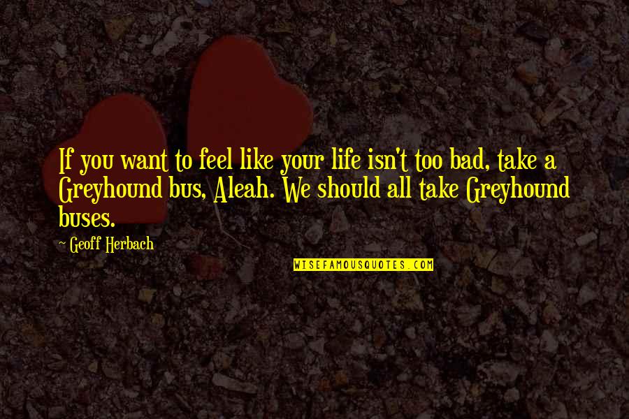 Life Isn't As Bad Quotes By Geoff Herbach: If you want to feel like your life