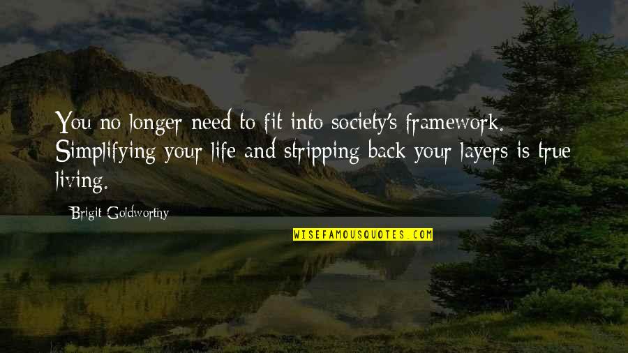 Life Layers Quotes By Brigit Goldworthy: You no longer need to fit into society's