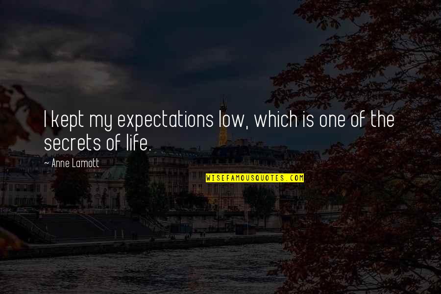 Life Low Expectations Quotes By Anne Lamott: I kept my expectations low, which is one