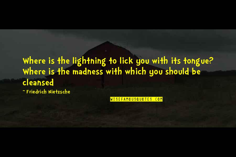 Life Madness Quotes By Friedrich Nietzsche: Where is the lightning to lick you with