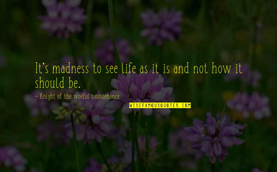 Life Madness Quotes By Knight Of The Woeful Countenance: It's madness to see life as it is