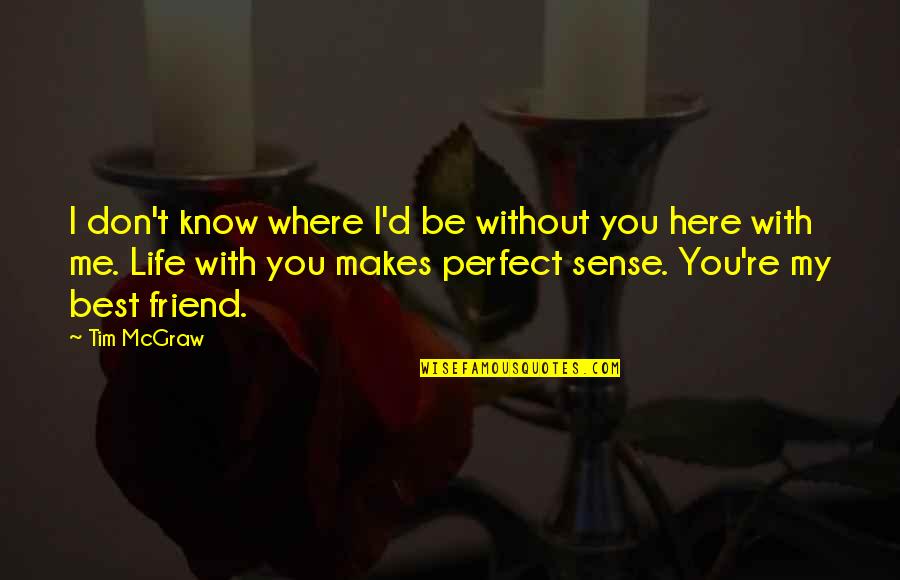 Life Makes Sense Quotes By Tim McGraw: I don't know where I'd be without you