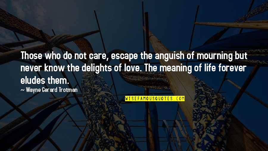 Life Meaning Love Quotes By Wayne Gerard Trotman: Those who do not care, escape the anguish