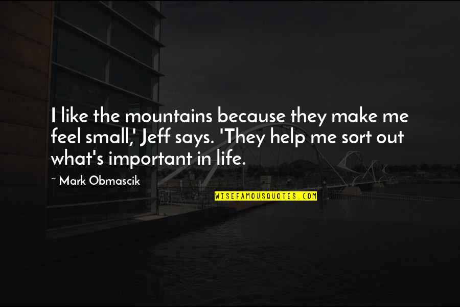 Life Mountains Quotes By Mark Obmascik: I like the mountains because they make me