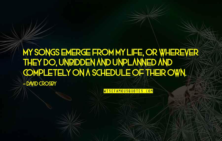 Life My Own Life Quotes By David Crosby: My songs emerge from my life, or wherever