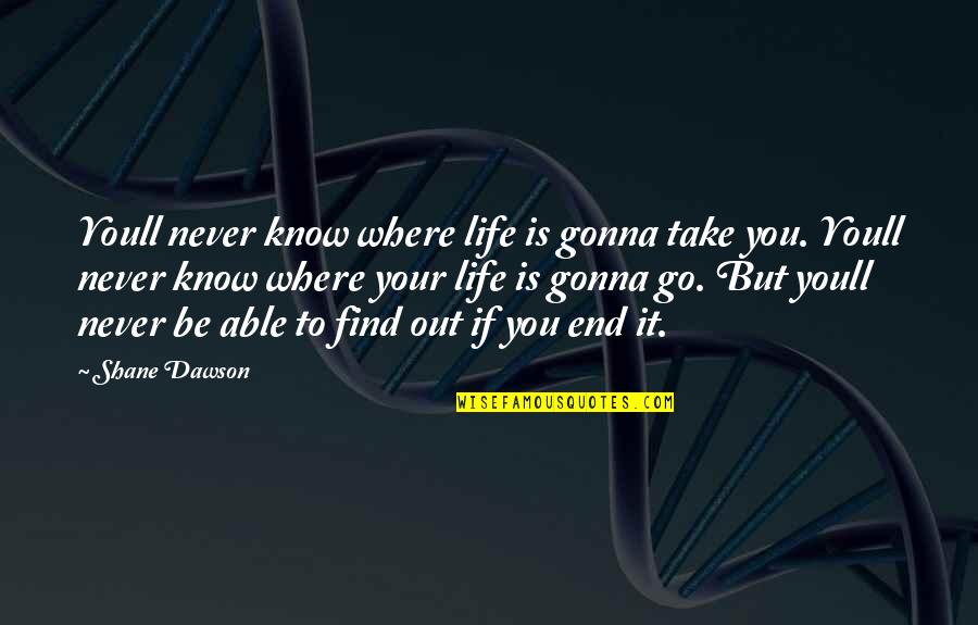 Life Never End Quotes By Shane Dawson: Youll never know where life is gonna take
