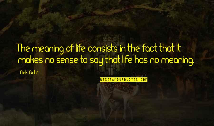 Life No Sense Quotes By Niels Bohr: The meaning of life consists in the fact