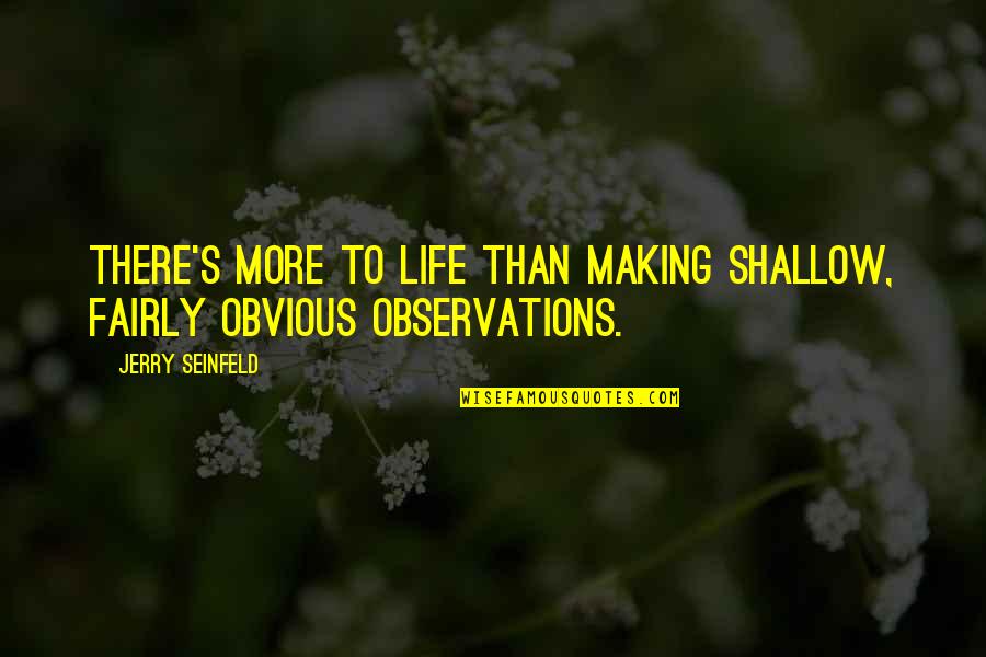 Life Observations Quotes By Jerry Seinfeld: There's more to life than making shallow, fairly