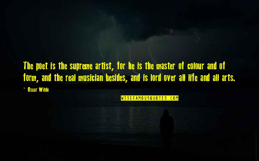Life Of Artist Quotes By Oscar Wilde: The poet is the supreme artist, for he Life Of Artist Quotes By Oscar Wilde: The poet is the supreme artist, for he