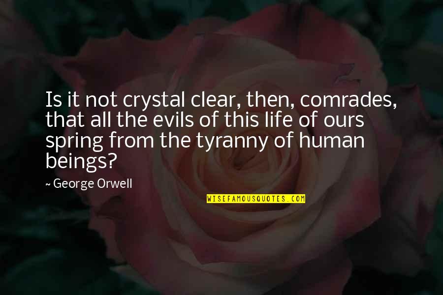 Life Of Human Quotes By George Orwell: Is it not crystal clear, then, comrades, that
